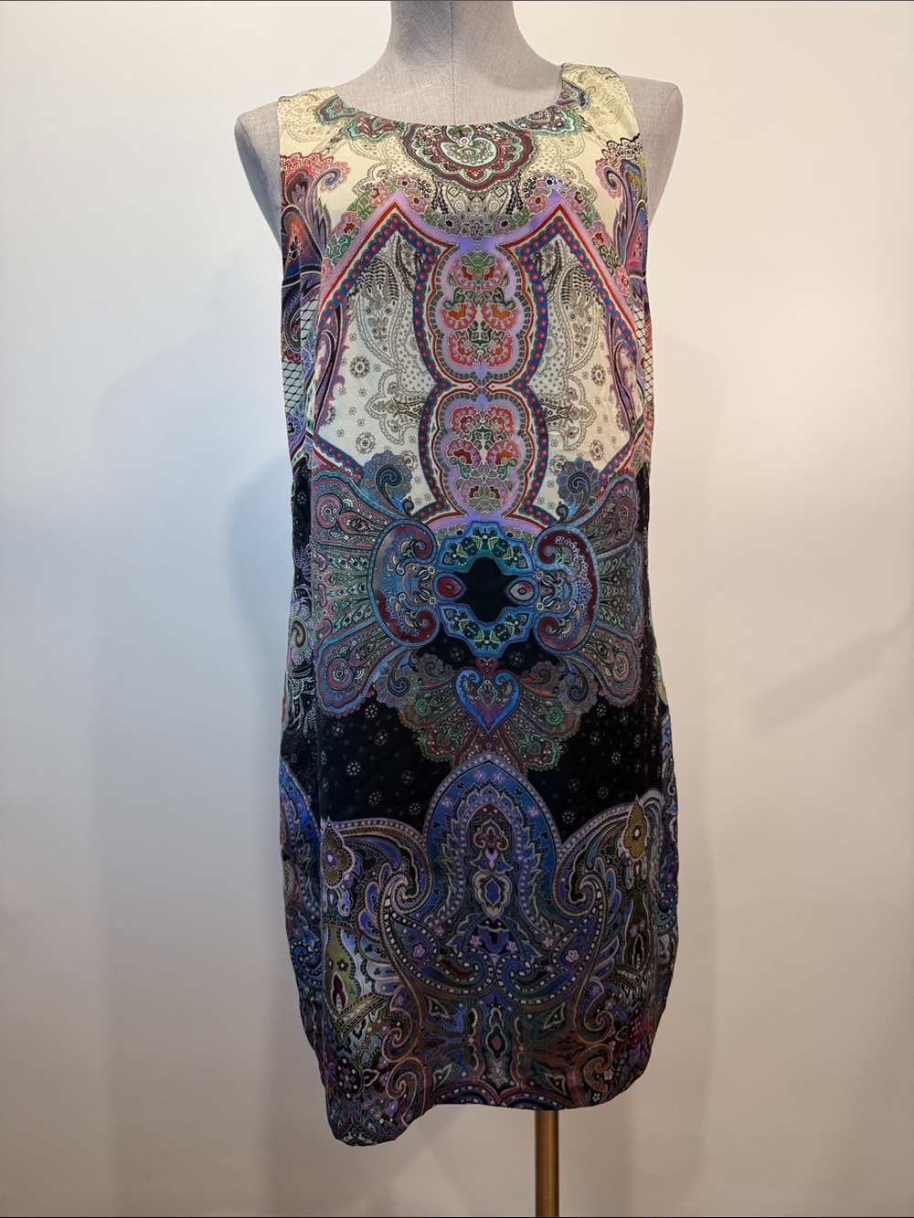 Ever New Sleeveless Paisley Midi Dress in Cream, Black and Multicolor